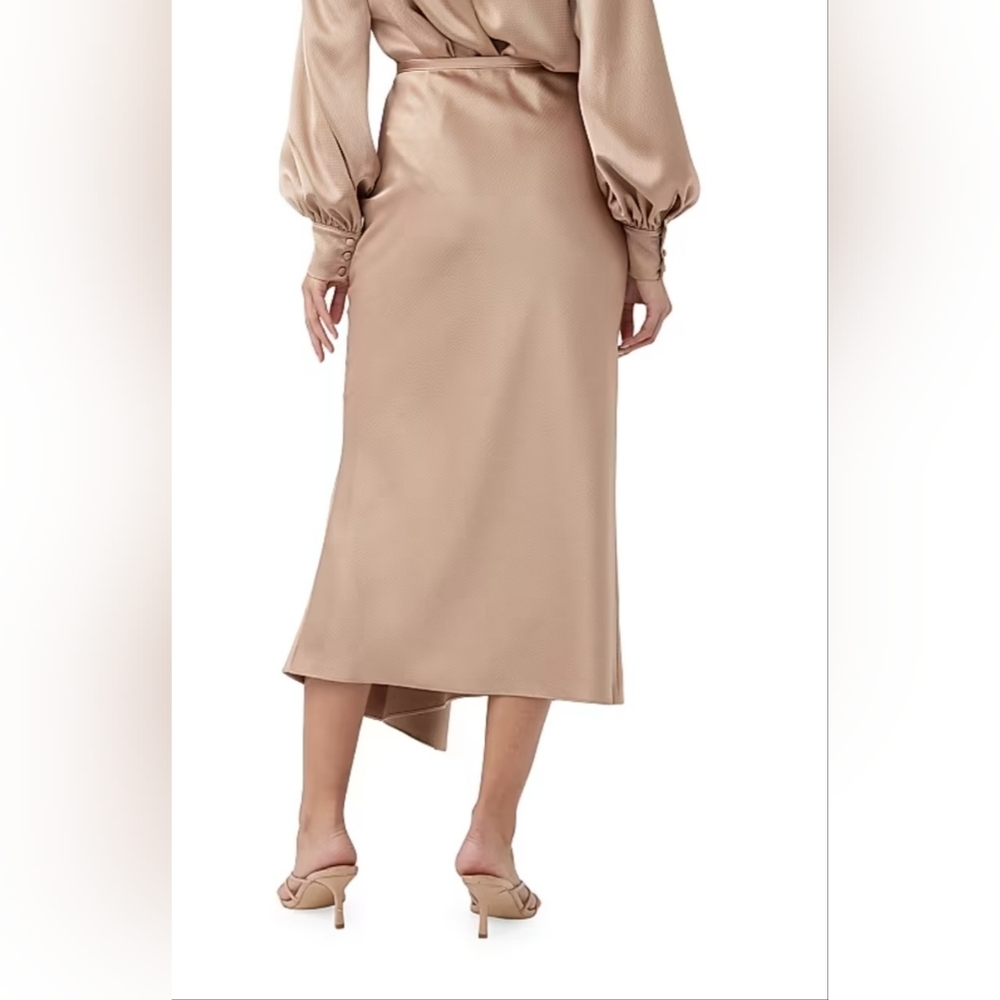 Trina Turk Sahel Satin Asymmetric Midi-Skirt - Picture 2 of 8